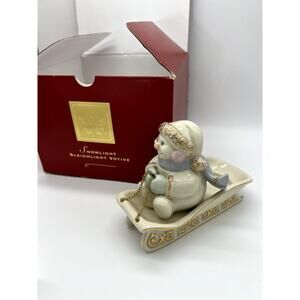 Lenox Christmas Snowlight Sleighlight Votive Snowman On Sled Candle Holder